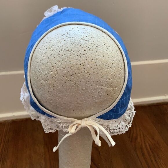 Vtg blue checked handmade Prairie Core dress - Picture 10 of 11